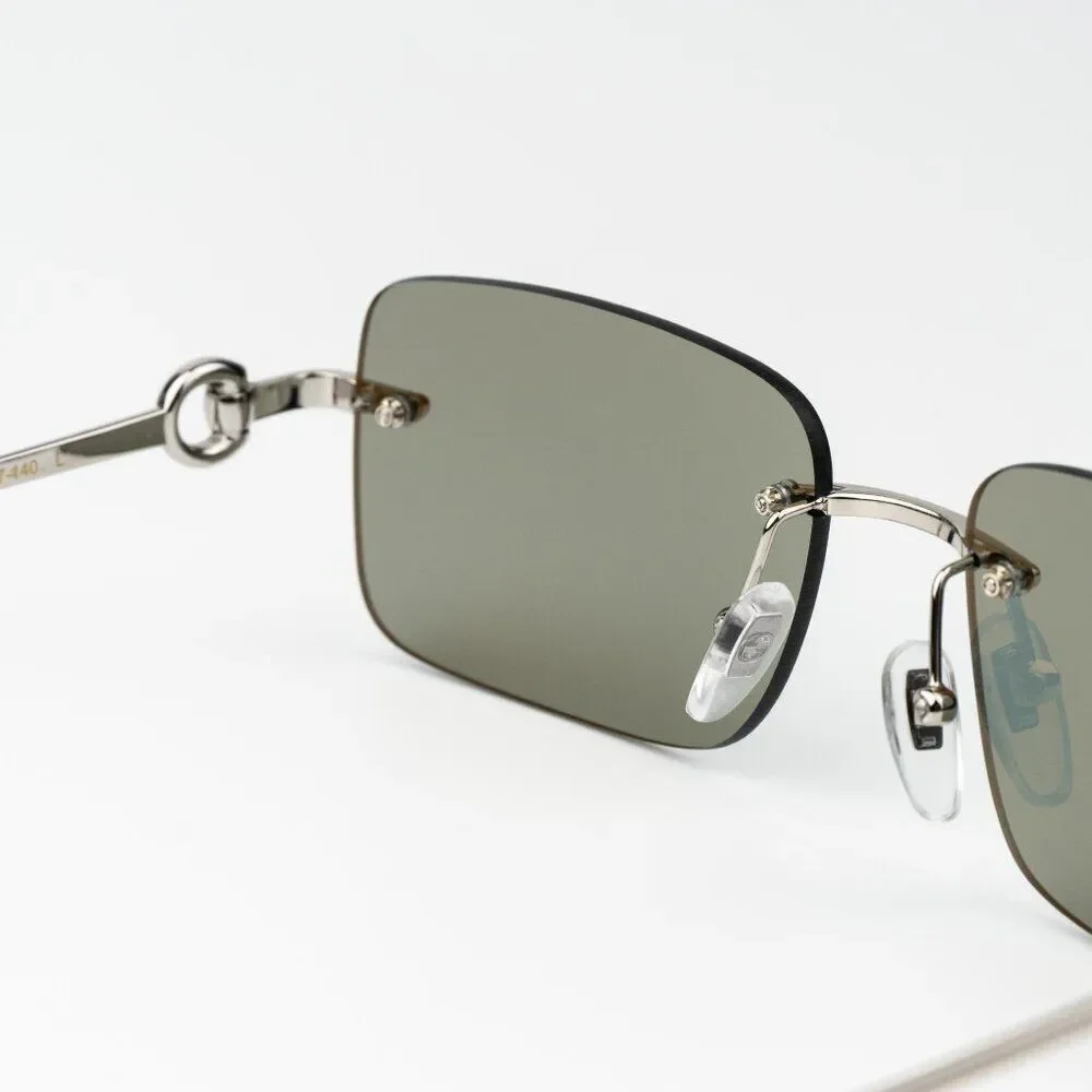 Gucci Men Sunglasses Silver Green Mirror Rectangle GG1703S 002 BRAND NEW